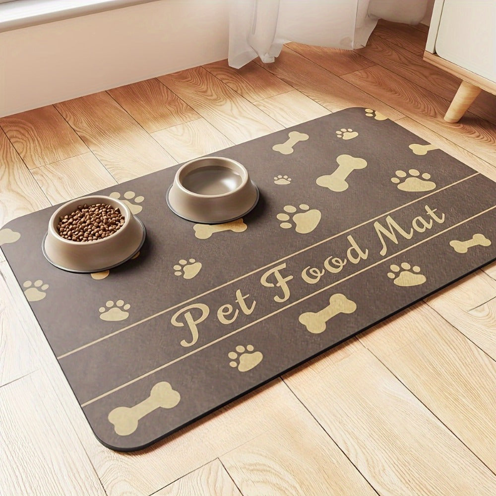 Pet Food Mat Absorbent Non-Slip Waterproof Stain-Resistant for Indoor Use