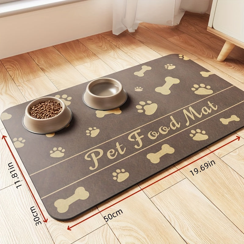 Pet Food Mat Absorbent Non-Slip Waterproof Stain-Resistant for Indoor Use