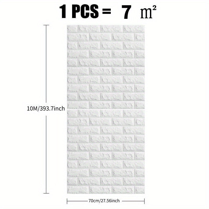 Self-Adhesive Waterproof Brick Wall Panels 10M x 70cm for Living Room Bedroom Decor
