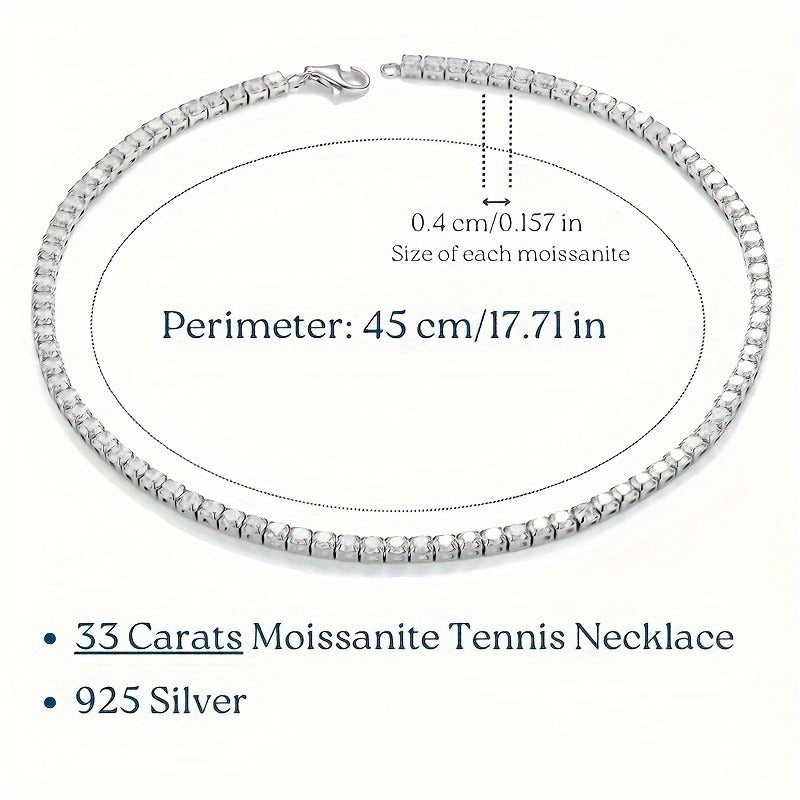 Ayollar uchun zamonaviy vintage moissanite tennis marjon, 925 kumushdan tayyorlangan va 18K oltin bilan qoplangan, ETERNALS EARTH 45 sm klassik to'plar bilan pandant, har kuni kiyish va yil davomida ta'til uchun mos jozibador bahor bayrami zargarlik.