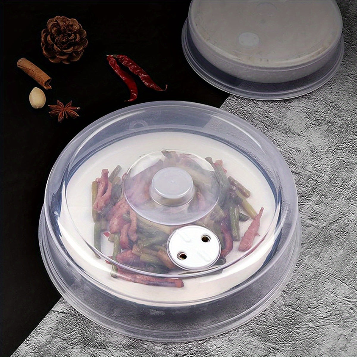 Набор из 2 крышек, безопасных для микроволновой печи и без BPA, для сохранения продуктов, термостойких и прозрачных, размеры 23,01 см и 16,99 см