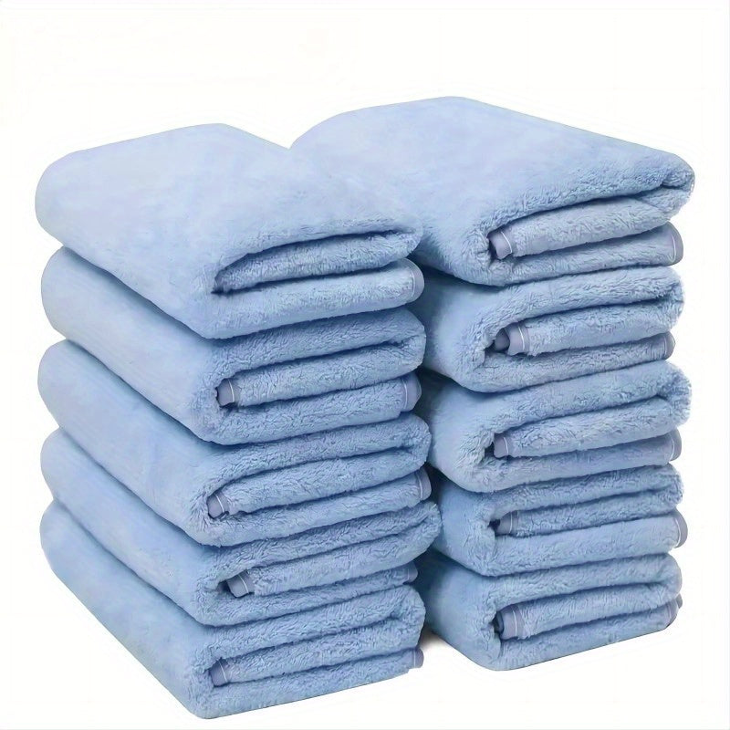 10-Pack Coral Fleece Towels Ultra-Soft Polyester Blend Quick-Dry Space-Themed Bath and Gym Towels