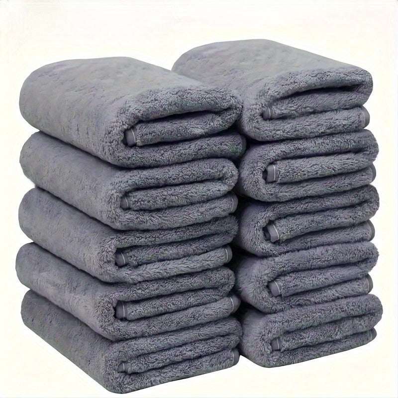 10-Pack Coral Fleece Towels Ultra-Soft Polyester Blend Quick-Dry Space-Themed Bath and Gym Towels