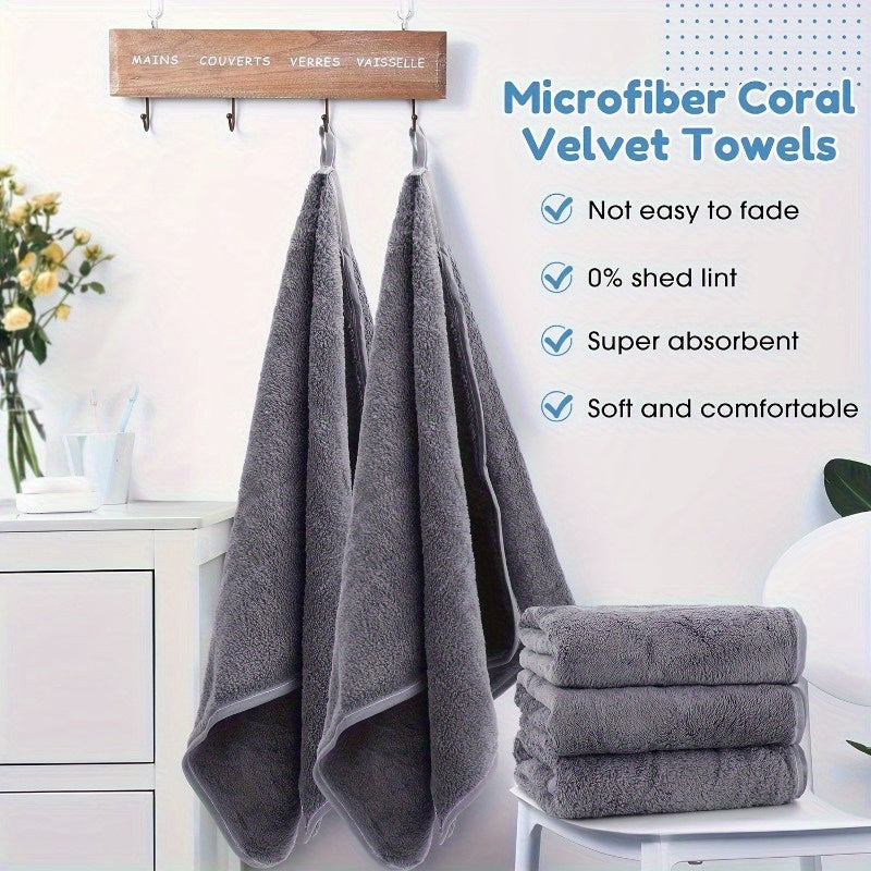10-Pack Coral Fleece Towels Ultra-Soft Polyester Blend Quick-Dry Space-Themed Bath and Gym Towels