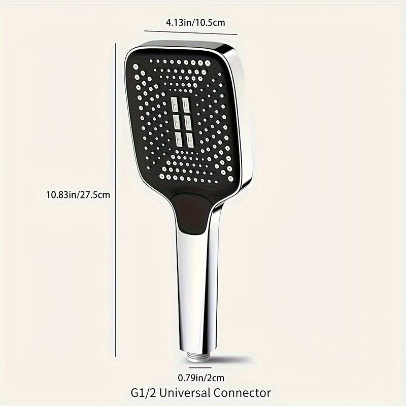 Plastic Handheld Shower Head with Adjustable Spray and Water-Efficient Design