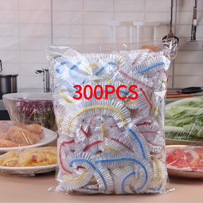 300-Pack Disposable Food Covers for Bowls and Containers Food-Safe PE Plastic