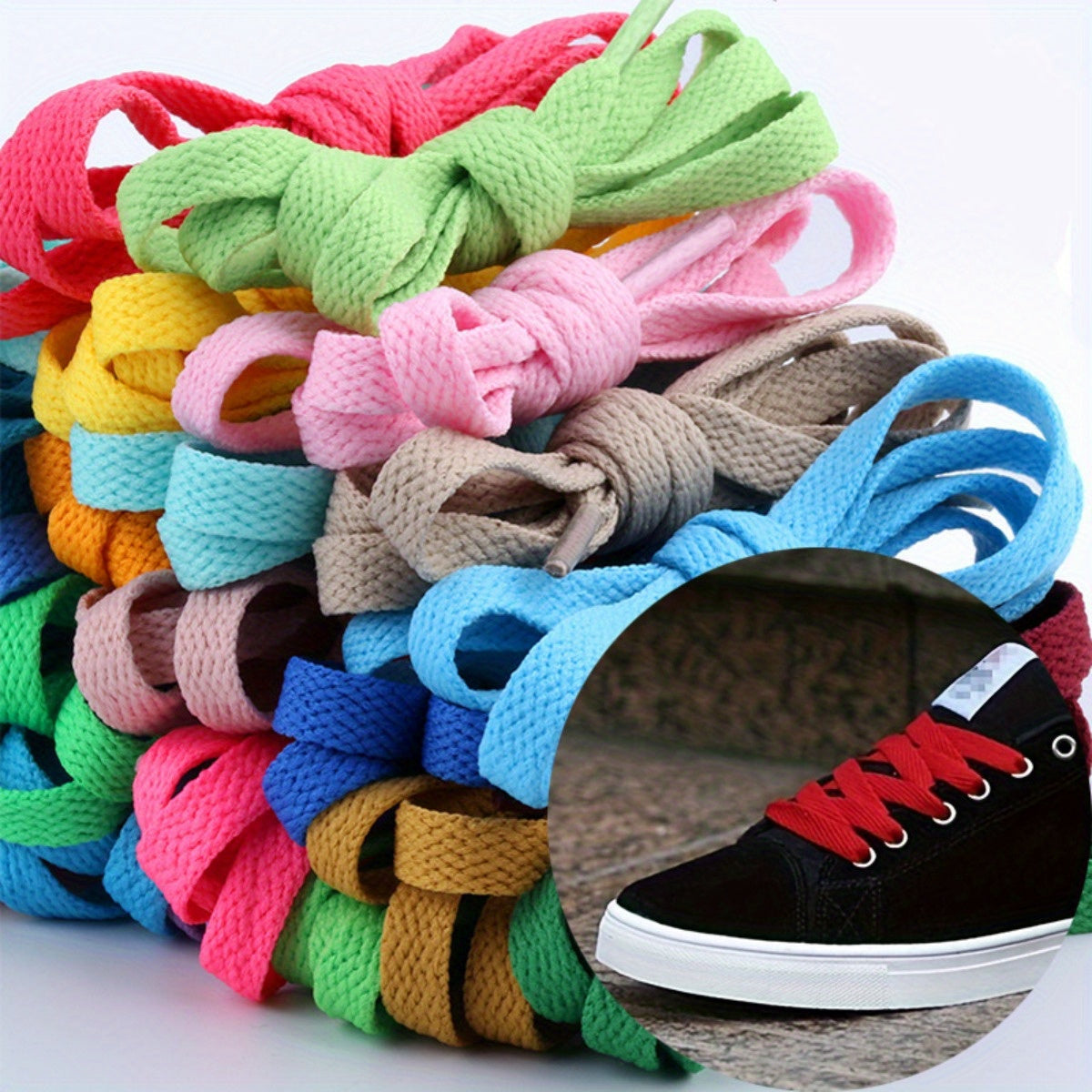 10-Pack Nylon Flat Shoelaces for Sports Shoes, Boots, Sneakers, Vibrant Colors