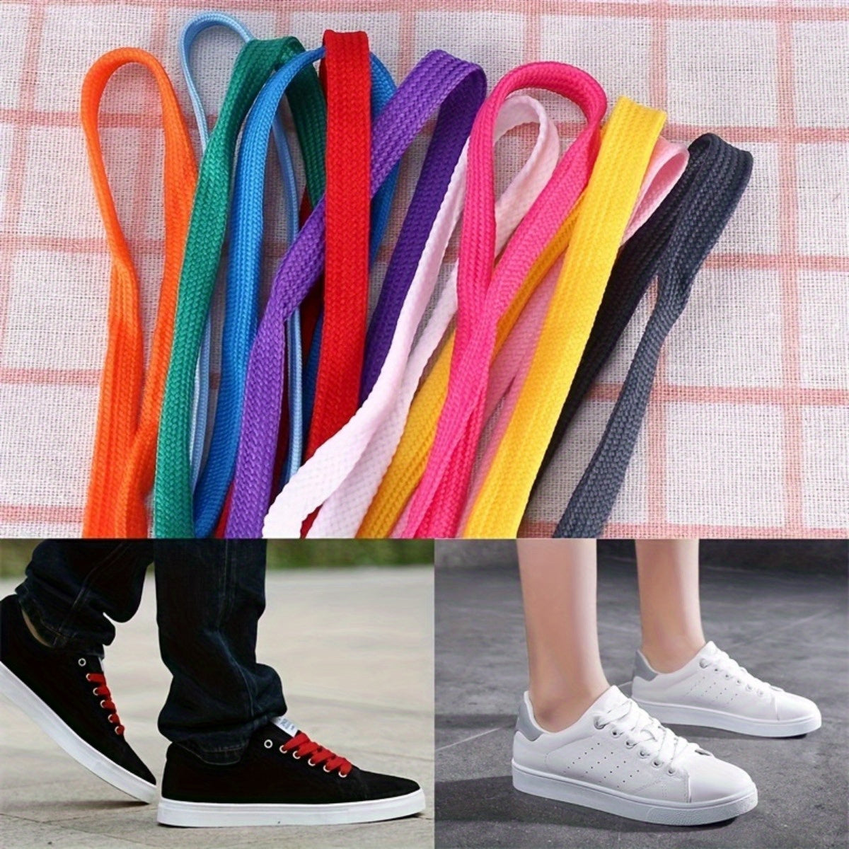 10-Pack Nylon Flat Shoelaces for Sports Shoes, Boots, Sneakers, Vibrant Colors