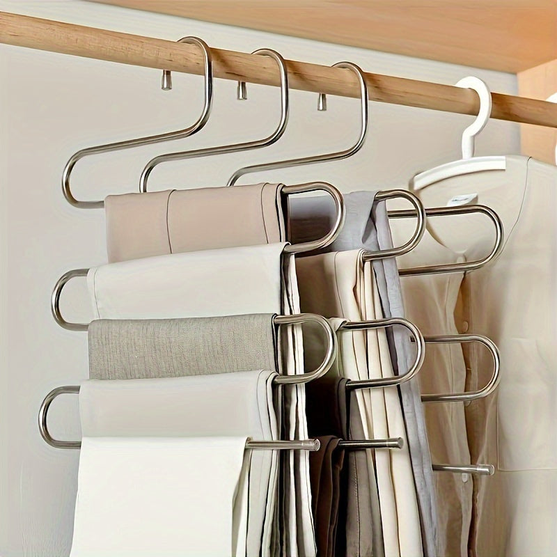 Stainless Steel Multi-Layer Pants Hanger for Trousers Towels and Scarves Non-Slip