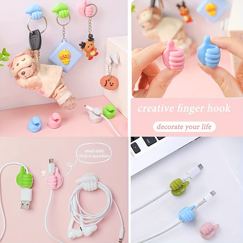 20 Premium Polished Plastic Wall Hooks for Cable and Key Organization