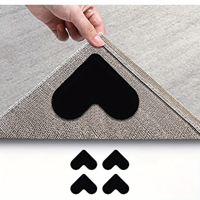 Non-Slip Rug Grippers - 4 yoki 8 dona to'plam, Har qanday gilamni yog'och pollar va plitalarda mustahkam ushlab turadi, Yuvilishi va qayta ishlatilishi mumkin bo'lgan burchak ushlagichlar, Mustahkam ushlash uchun ikki tomonlama