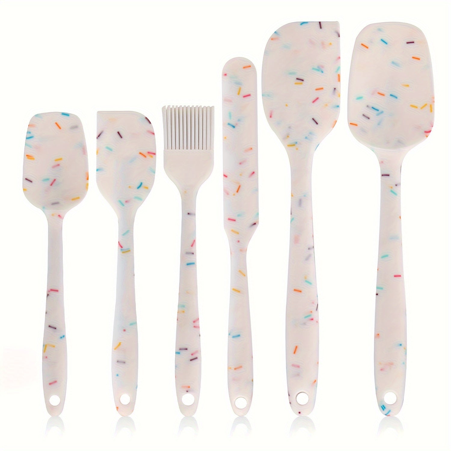 6 ta silikon spatula to'plami - pishirish, ovqat tayyorlash va aralashtirish uchun ideal, yopishmaydigan va issiqqa chidamli oshxona asboblari - idish-tovoq tozalash mashinasida yuvish mumkin va tozalash oson pishirish asboblari