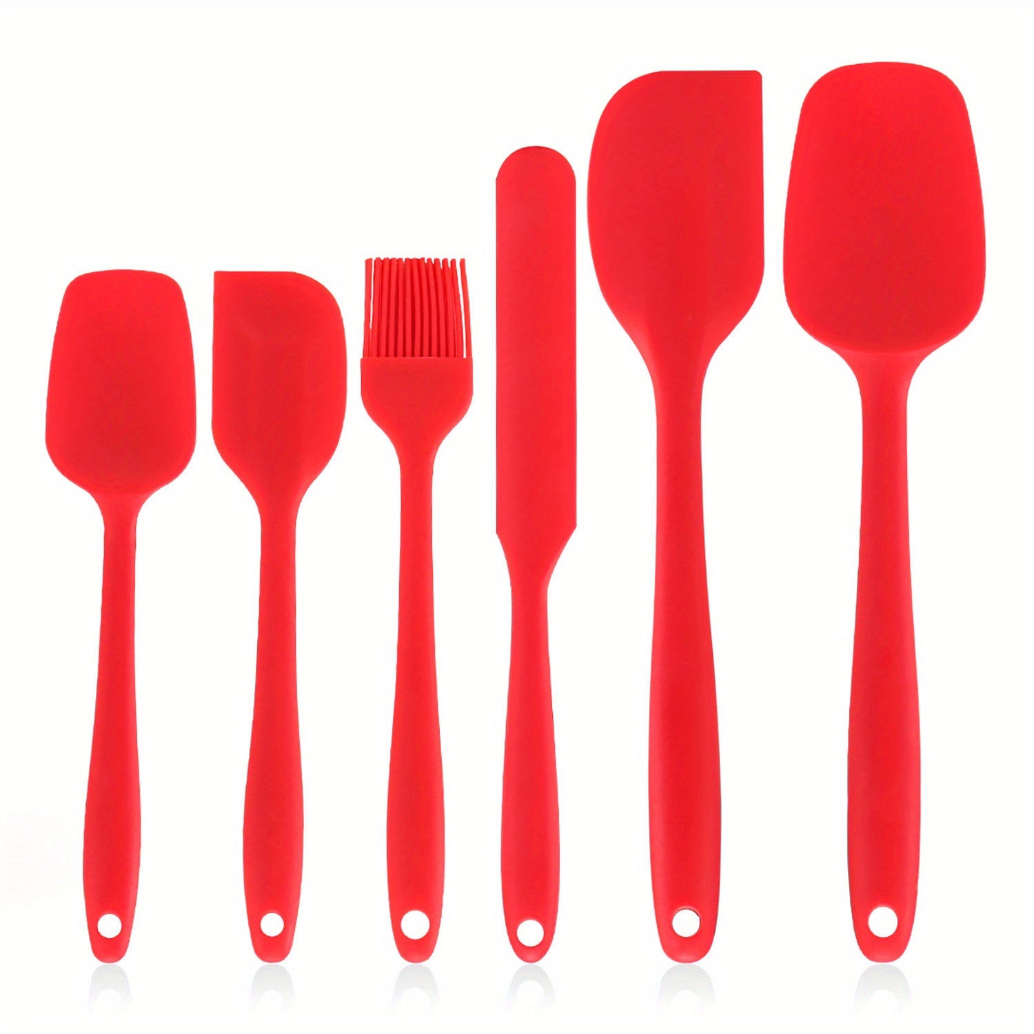 6 ta silikon spatula to'plami - pishirish, ovqat tayyorlash va aralashtirish uchun ideal, yopishmaydigan va issiqqa chidamli oshxona asboblari - idish-tovoq tozalash mashinasida yuvish mumkin va tozalash oson pishirish asboblari