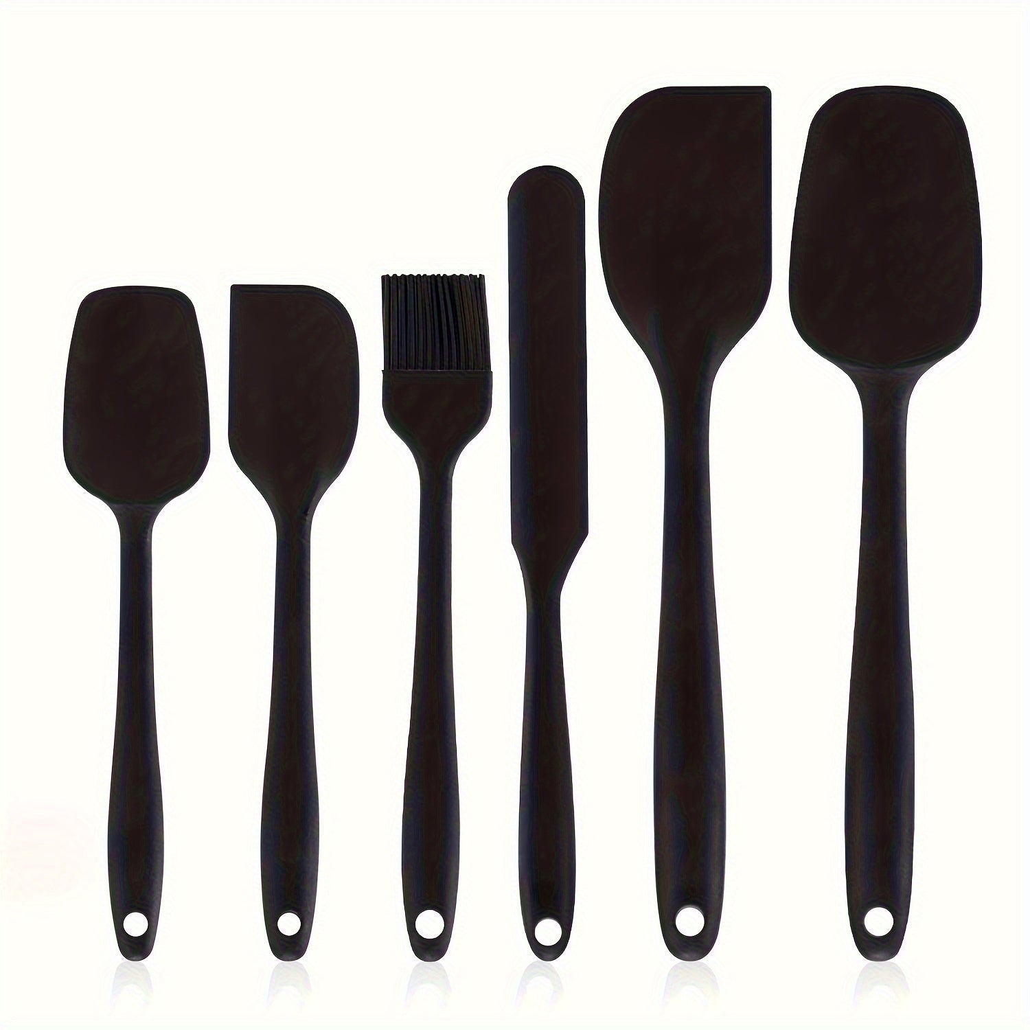6 ta silikon spatula to'plami - pishirish, ovqat tayyorlash va aralashtirish uchun ideal, yopishmaydigan va issiqqa chidamli oshxona asboblari - idish-tovoq tozalash mashinasida yuvish mumkin va tozalash oson pishirish asboblari