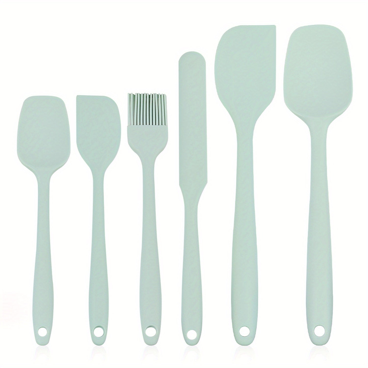 6 ta silikon spatula to'plami - pishirish, ovqat tayyorlash va aralashtirish uchun ideal, yopishmaydigan va issiqqa chidamli oshxona asboblari - idish-tovoq tozalash mashinasida yuvish mumkin va tozalash oson pishirish asboblari