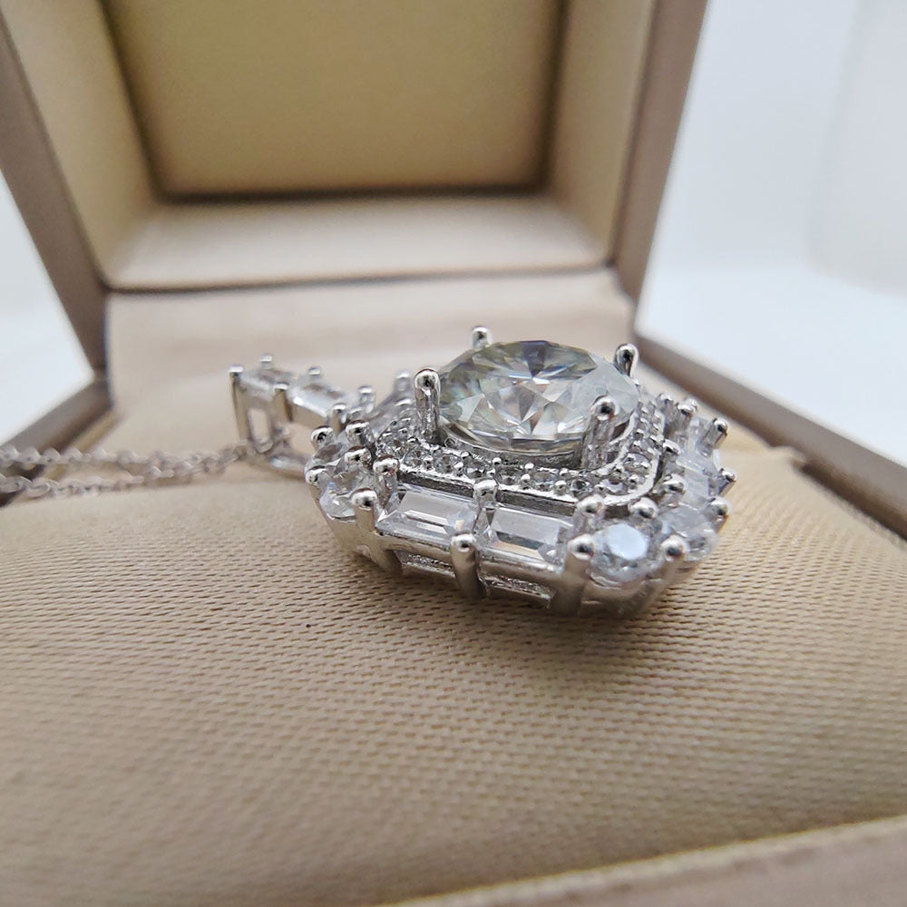 Sterling Silver 5 Carat Moissanite Pendant Necklace for Women