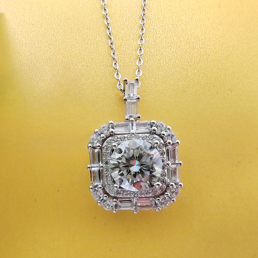 Sterling Silver 5 Carat Moissanite Pendant Necklace for Women