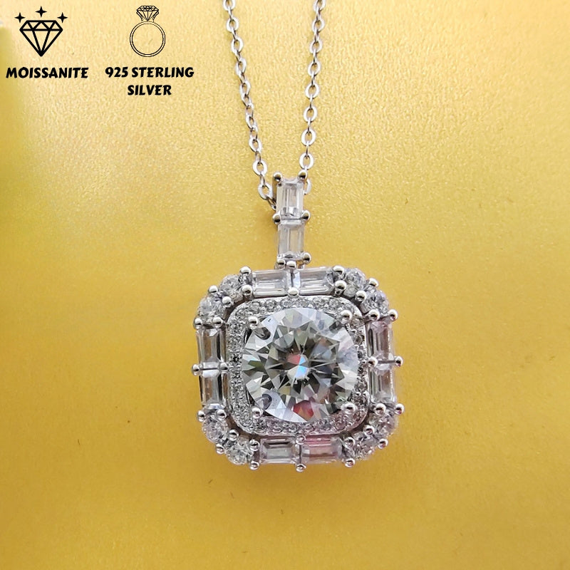 Sterling Silver 5 Carat Moissanite Pendant Necklace for Women