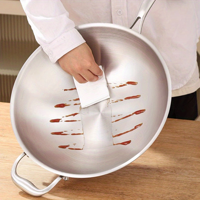 Stainless Steel Chef's Wok with Non-Stick Coating, Wooden Handle, Easy to Clean