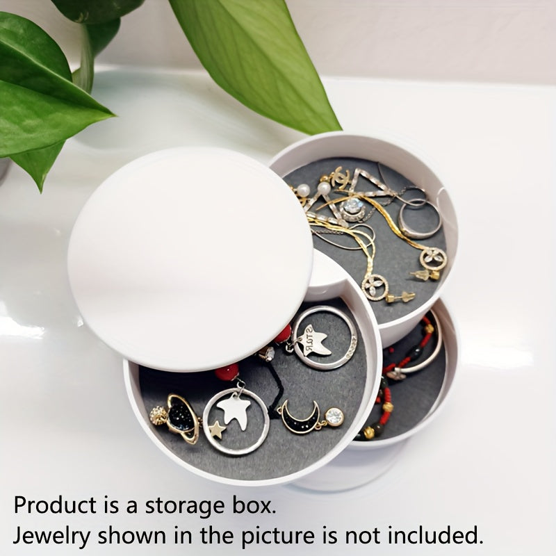 Пластиковая коробка-органайзер для украшений с вращающейся многоуровневой конструкцией и крышкой для хранения аксессуаров и косметики