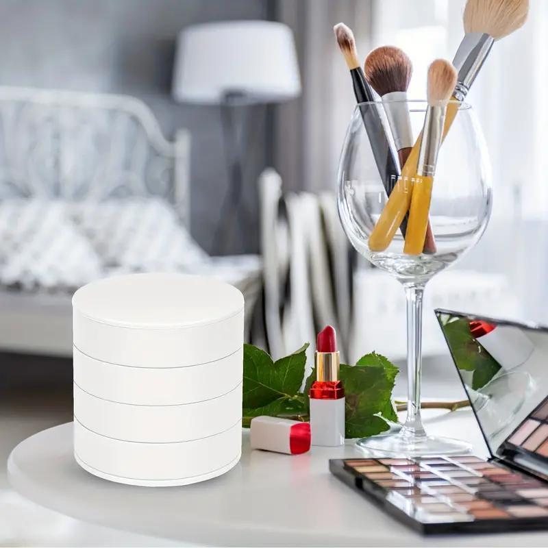 Пластиковая коробка-органайзер для украшений с вращающейся многоуровневой конструкцией и крышкой для хранения аксессуаров и косметики