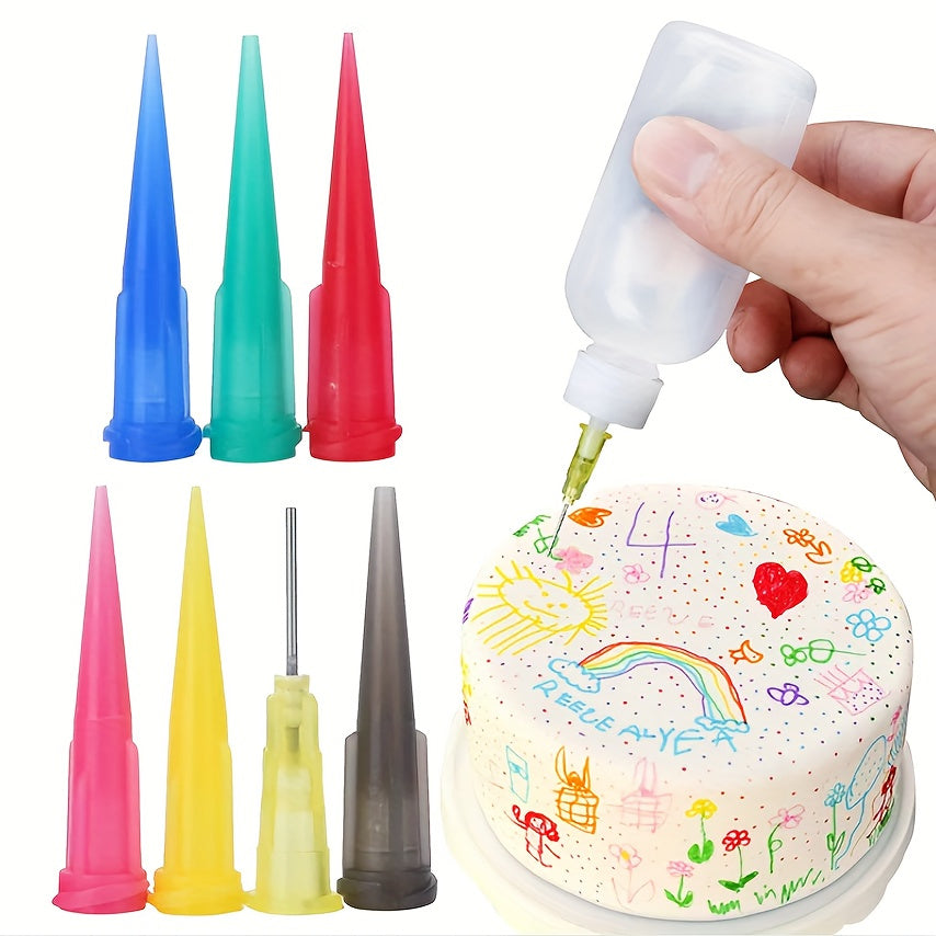 Colorful Cake Decorating Kit with 8 Pieces Including 50ml Squeeze Bottles and Nozzles for Artistic Cakes and Cookies