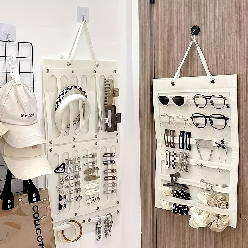 Hair Accessory Organizer Hanging Display for Women and Teens Soft Polyester Storage Solution