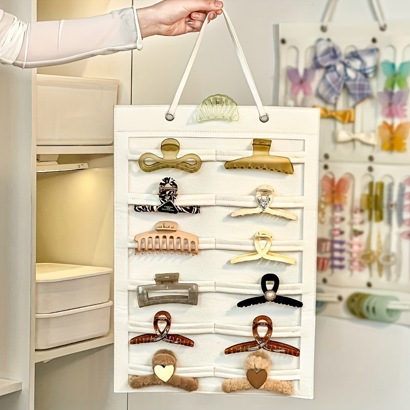 Hair Accessory Organizer Hanging Display for Women and Teens Soft Polyester Storage Solution