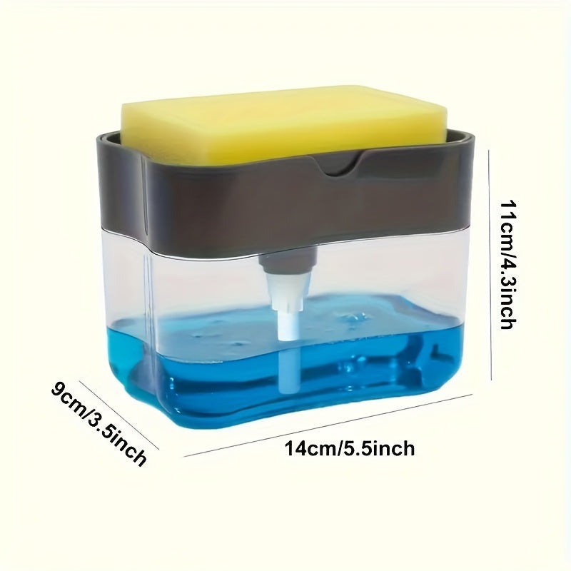 Kitchen Soap Dispenser Set with Pump Sponge Holder and Bonus Sponge Latex-Free Plastic Freestanding Dishwashing Organizer
