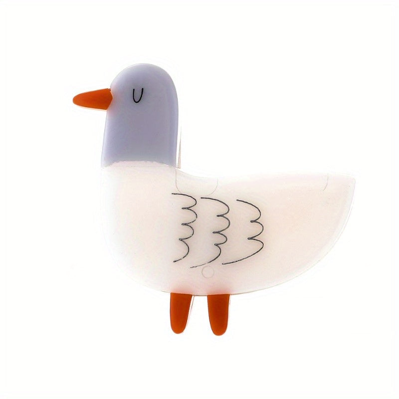 Animal-Shaped Acrylic Duckling Brooch Pin with Color Block Design for Clothing