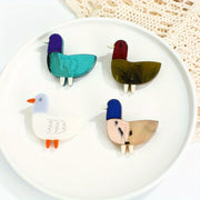Animal-Shaped Acrylic Duckling Brooch Pin with Color Block Design for Clothing