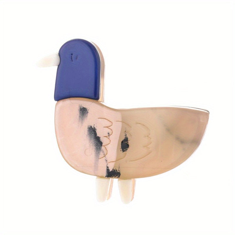 Animal-Shaped Acrylic Duckling Brooch Pin with Color Block Design for Clothing