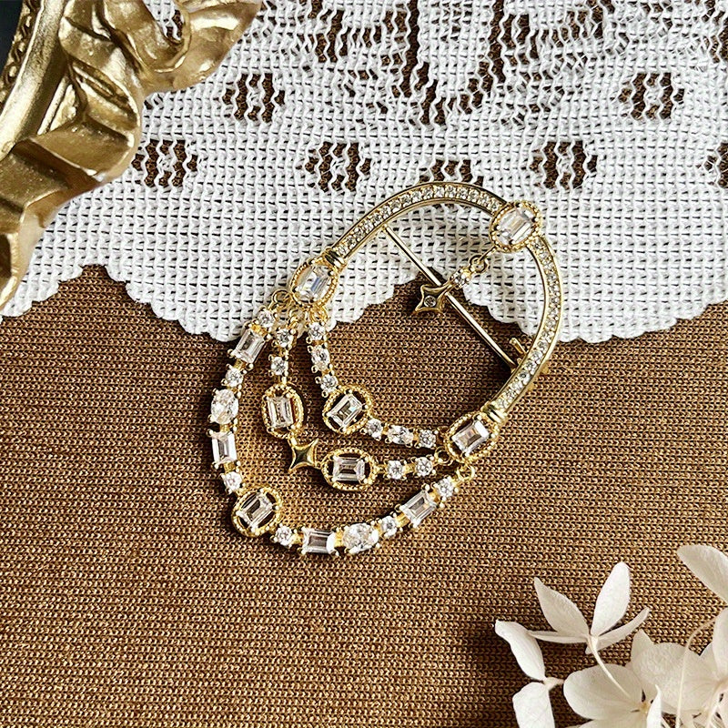 Zarif O'rta Yer dengizi ilhomlangan Vintage Brosh, Kesilgan Dizayn bilan, Yuqori darajadagi Moda Tadbirlar uchun Dizayner tomonidan Qo'l bilan Yasalgan, Ayollar uchun Banketlar va To'ylar uchun Mukammal