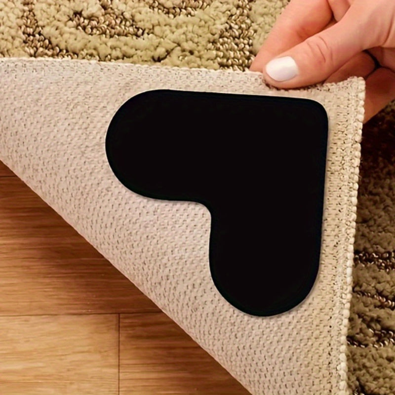 Heart-Shaped Carpet Stickers Set of 4 Anti-Slip Floor Mat Pads Reusable