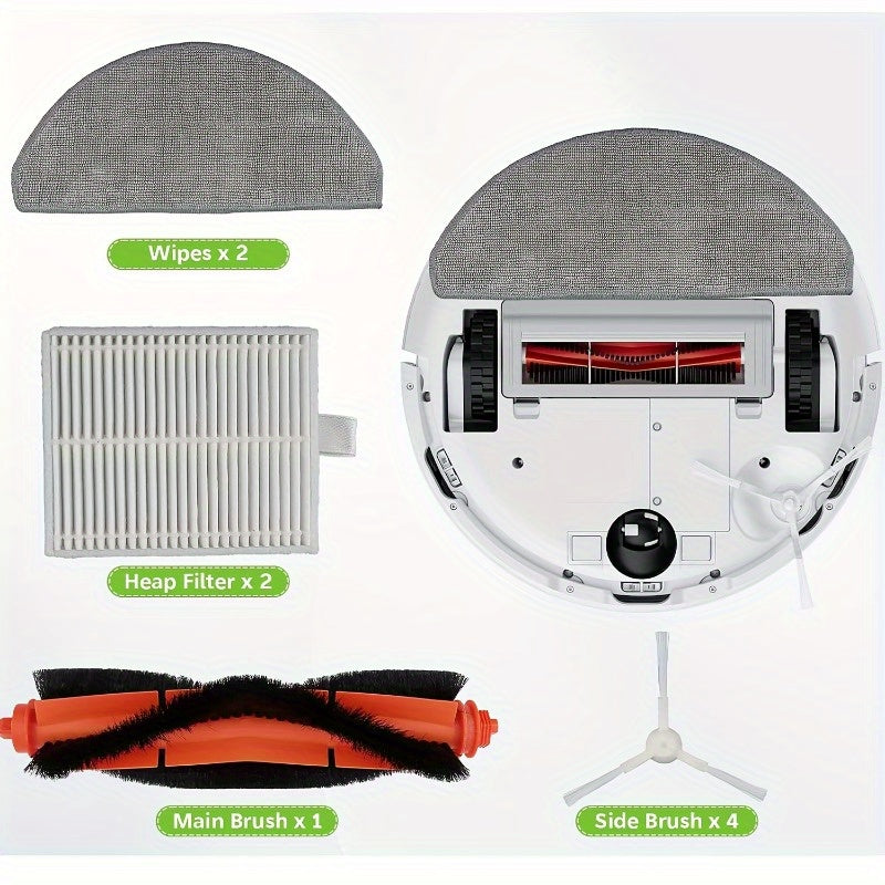 E10 E12 B112 uchun vakuum tozalagich aksessuarlar to'plami: 9 ta almashtirish qismi, 1 ta asosiy cho'tka, 4 ta yon cho'tka, 2 ta yuqori samarali filtr va 2 ta nam mopa - pol aksessuarlar uchun mukammal.