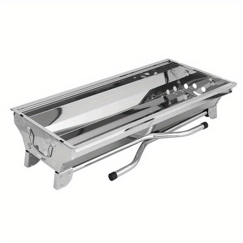 Large Stainless Steel Barbecue Grill for Camping and Outdoor Use Folding Design