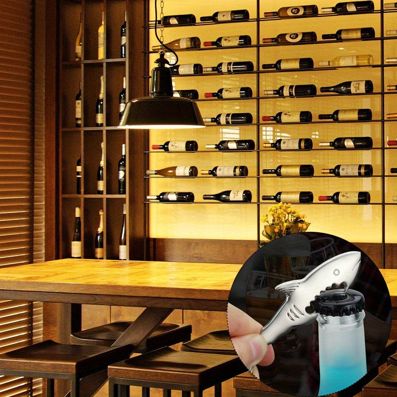 Akula shaklidagi zanglamas po'latdan yasalgan ochkich kalit: noyob va ijodiy pivo aksessuar, mukammal sovg'a g'oyasi. Kumush rang, qotishma materialdan yasalgan.