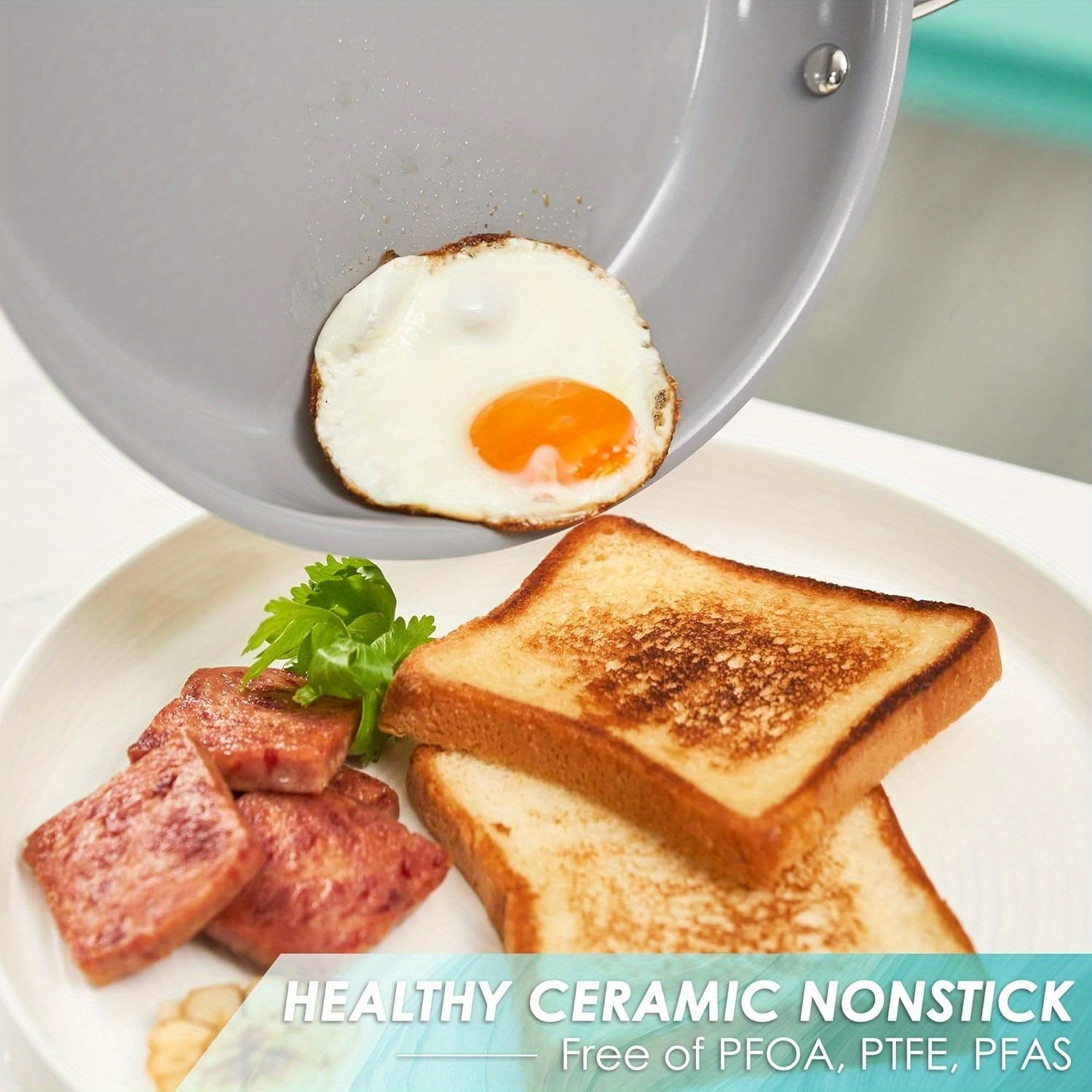 Stainless Steel Ceramic Nonstick Frying Pan 25.4cm Oven Safe Dishwasher Safe