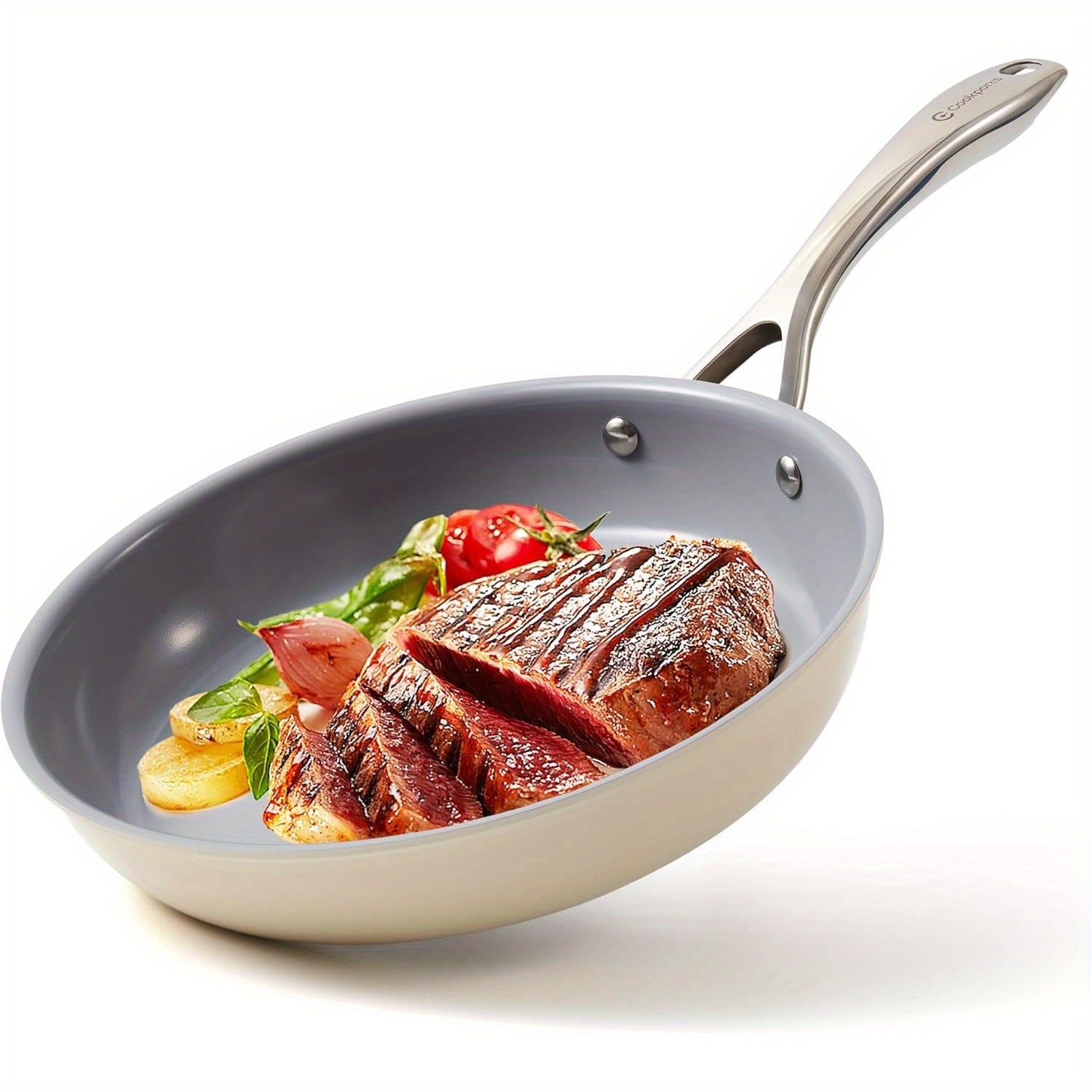 Stainless Steel Ceramic Nonstick Frying Pan 25.4cm Oven Safe Dishwasher Safe