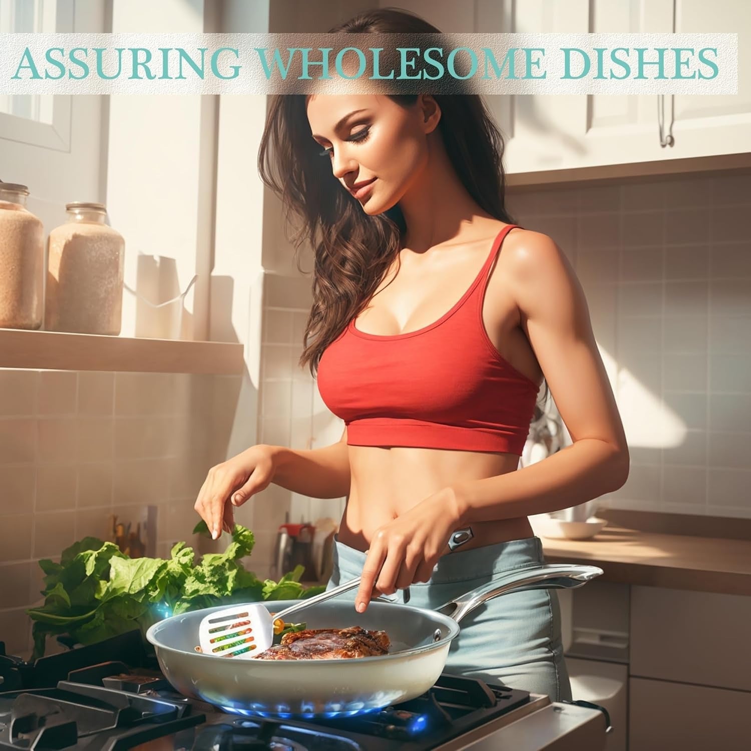 Stainless Steel Ceramic Nonstick Frying Pan 25.4cm Oven Safe Dishwasher Safe