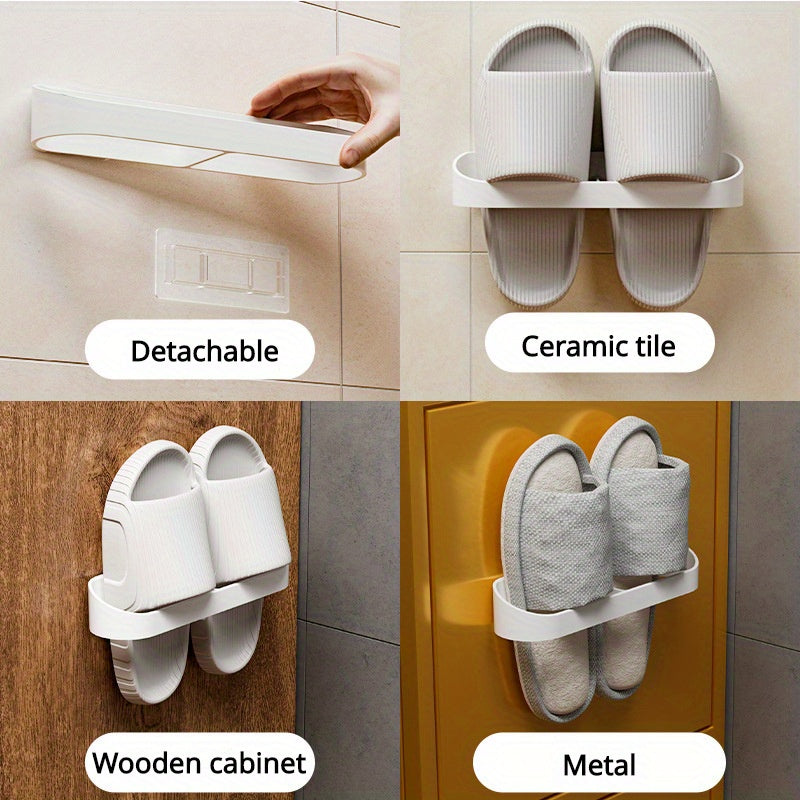 Devorga o'rnatiladigan hammom poyabzal tokchasi, pichoqsiz o'rnatish bilan, uy hammomida poyabzallarni qulay saqlash uchun. Hammom poyabzallarini va boshqa narsalarni tartibga solish va saqlash uchun ideal.