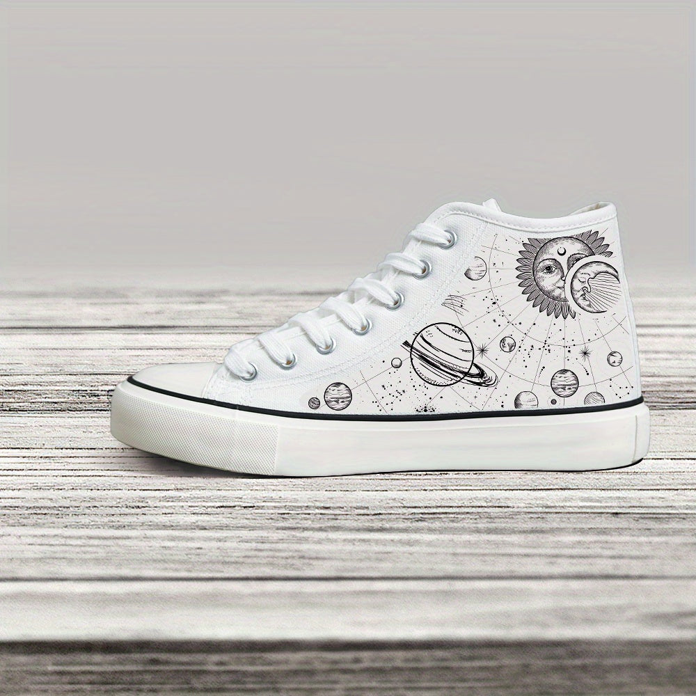 Women's Black and White Canvas Casual Skate Sneakers with Lace-Up Style