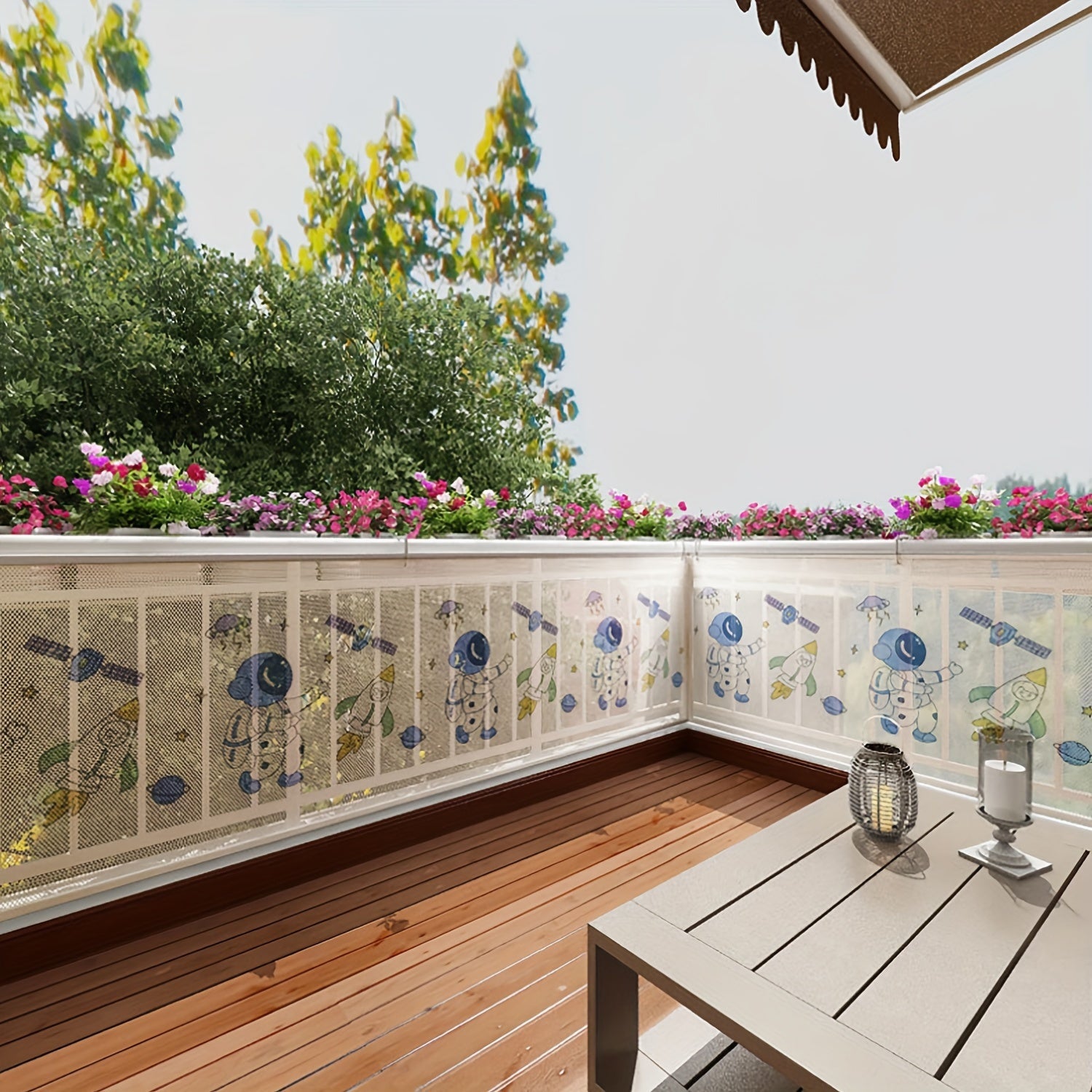 Safety Railing Net for Stair and Balcony Polyester Fiber Cartoon Print Child Guard