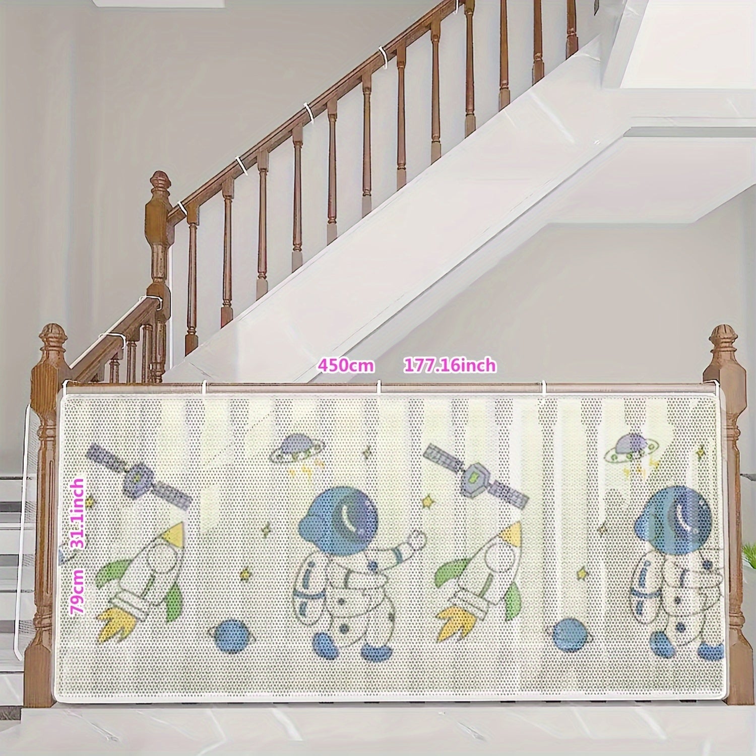 Safety Railing Net for Stair and Balcony Polyester Fiber Cartoon Print Child Guard