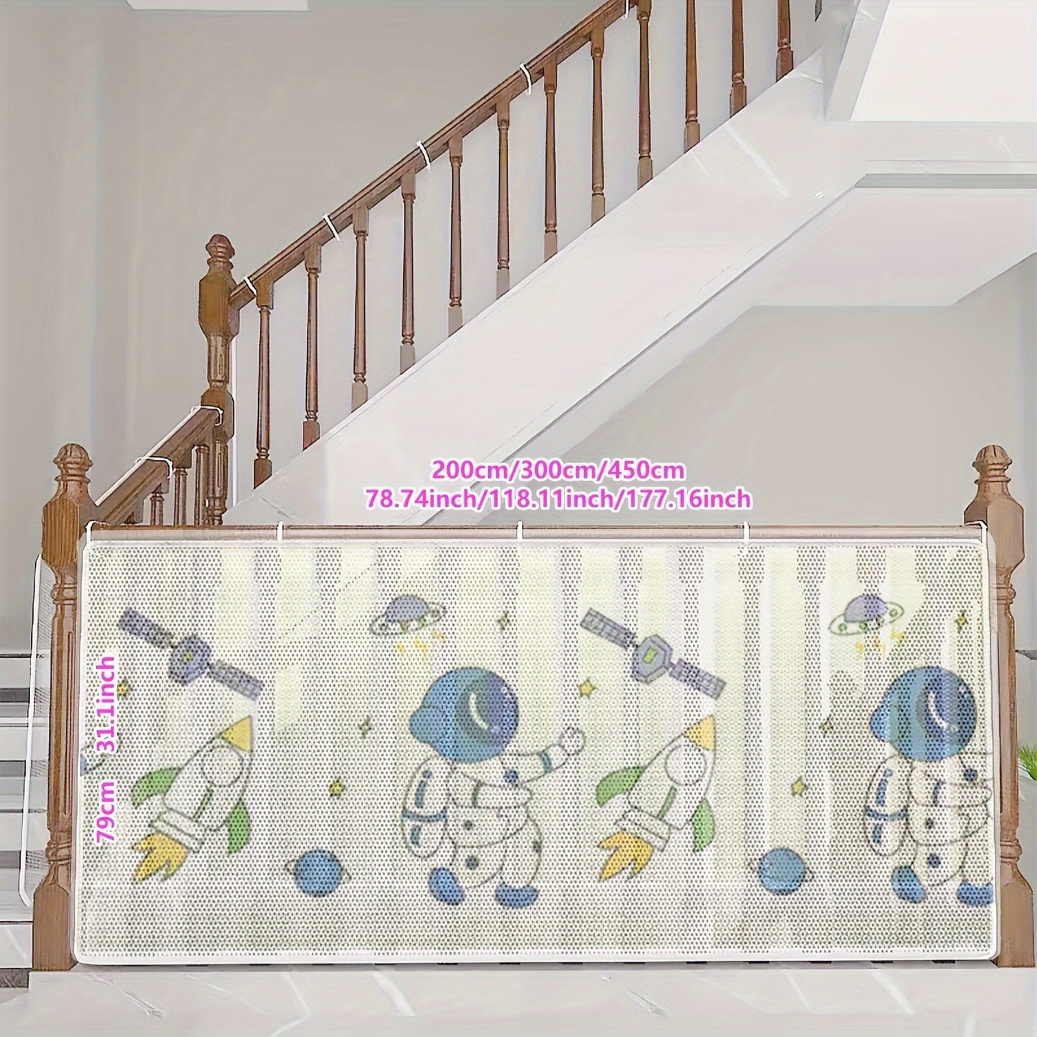 Safety Railing Net for Stair and Balcony Polyester Fiber Cartoon Print Child Guard