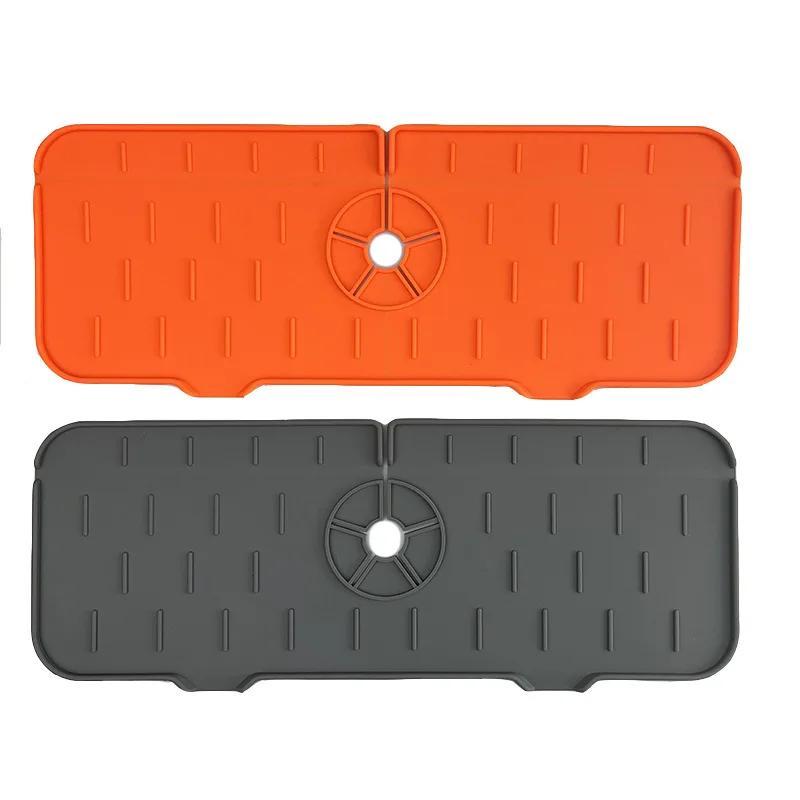 Силиконовый коврик для крана на кухне - защищает столешницу, поглощает брызги, сливает воду, предотвращает скольжение, идеально подходит для раковин в ванной и на кухне