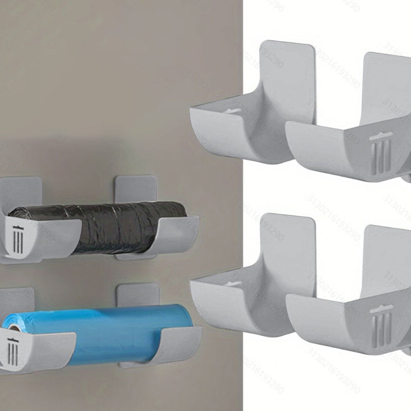 Set of 4 Adjustable Self-Adhesive Kitchen Organizers for Cling Film Aluminum Foil Towels and Garbage Bags