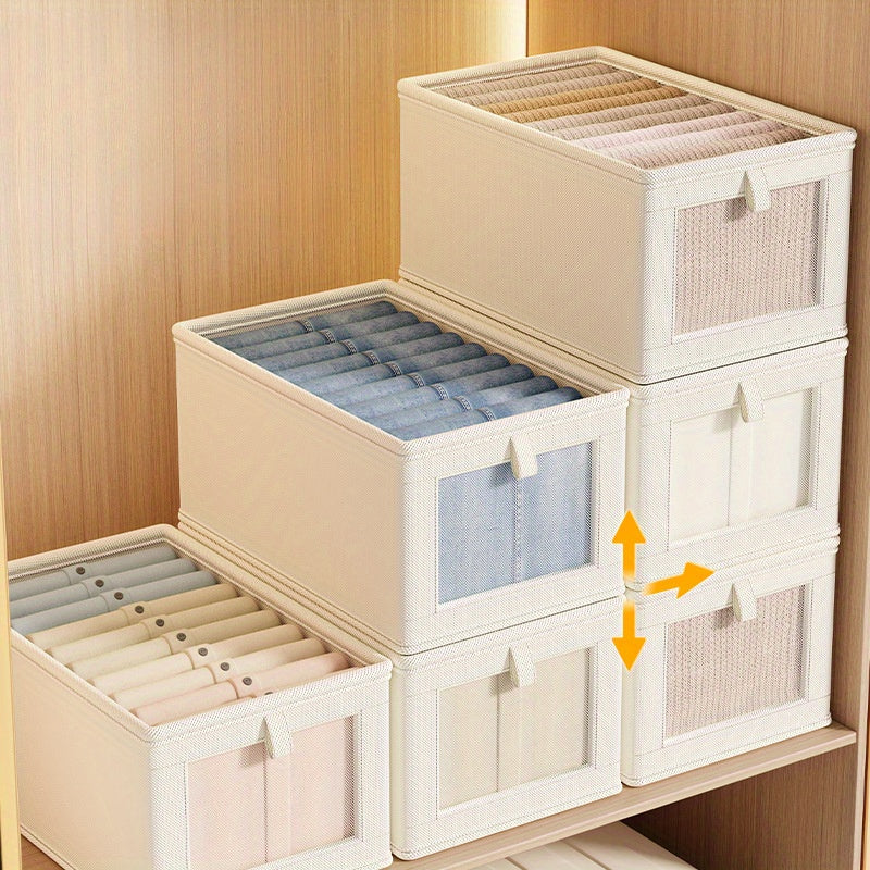 Large Canvas Storage Box with Lid for Clothes and Home Organization