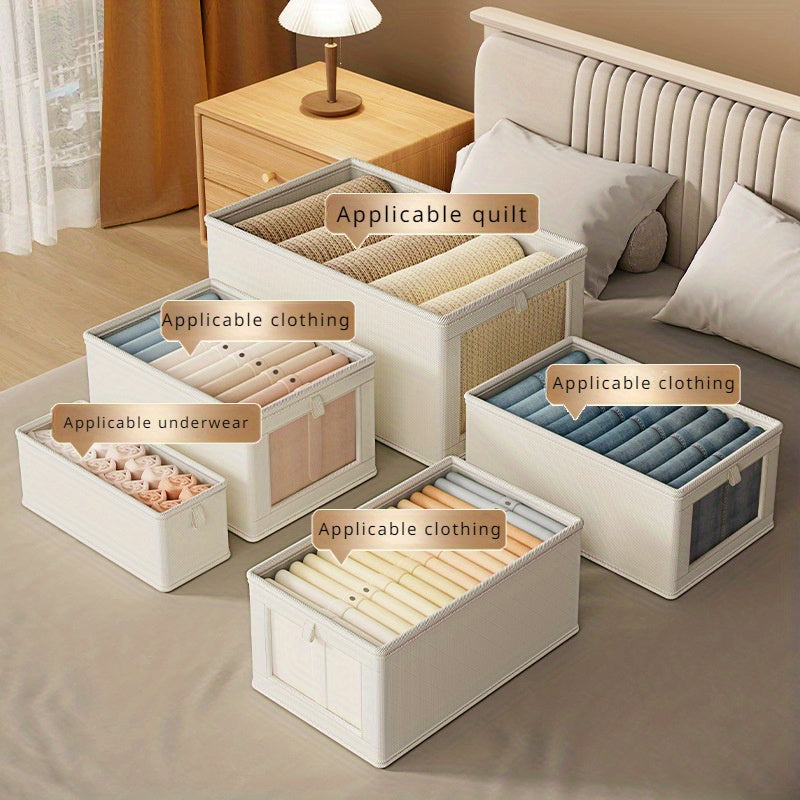 Large Canvas Storage Box with Lid for Clothes and Home Organization