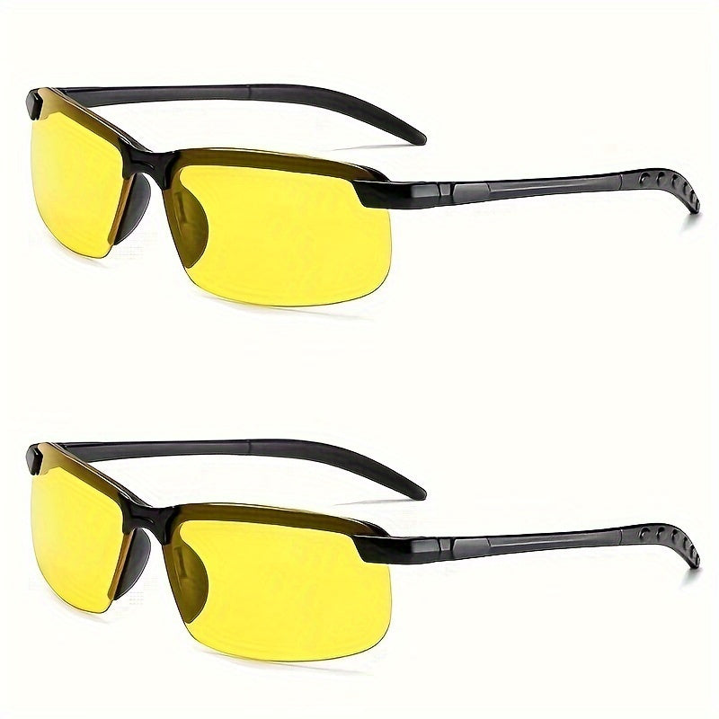 Unisex Night Vision Driving Glasses Rectangular Half Frame AC Lens PC Frame